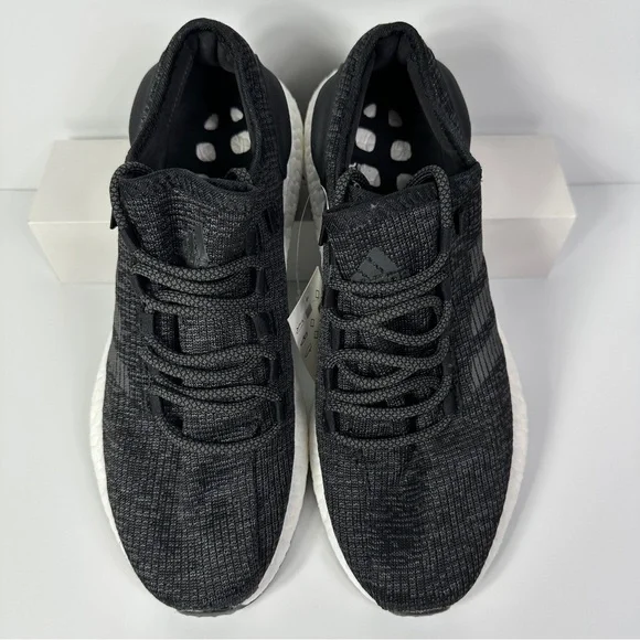 ADIDAS PUREBOOST CORE BLACK MENS RUNNING SHOES SIZE 9.5 PRIMEKNIT GRAY WHITE NEW
